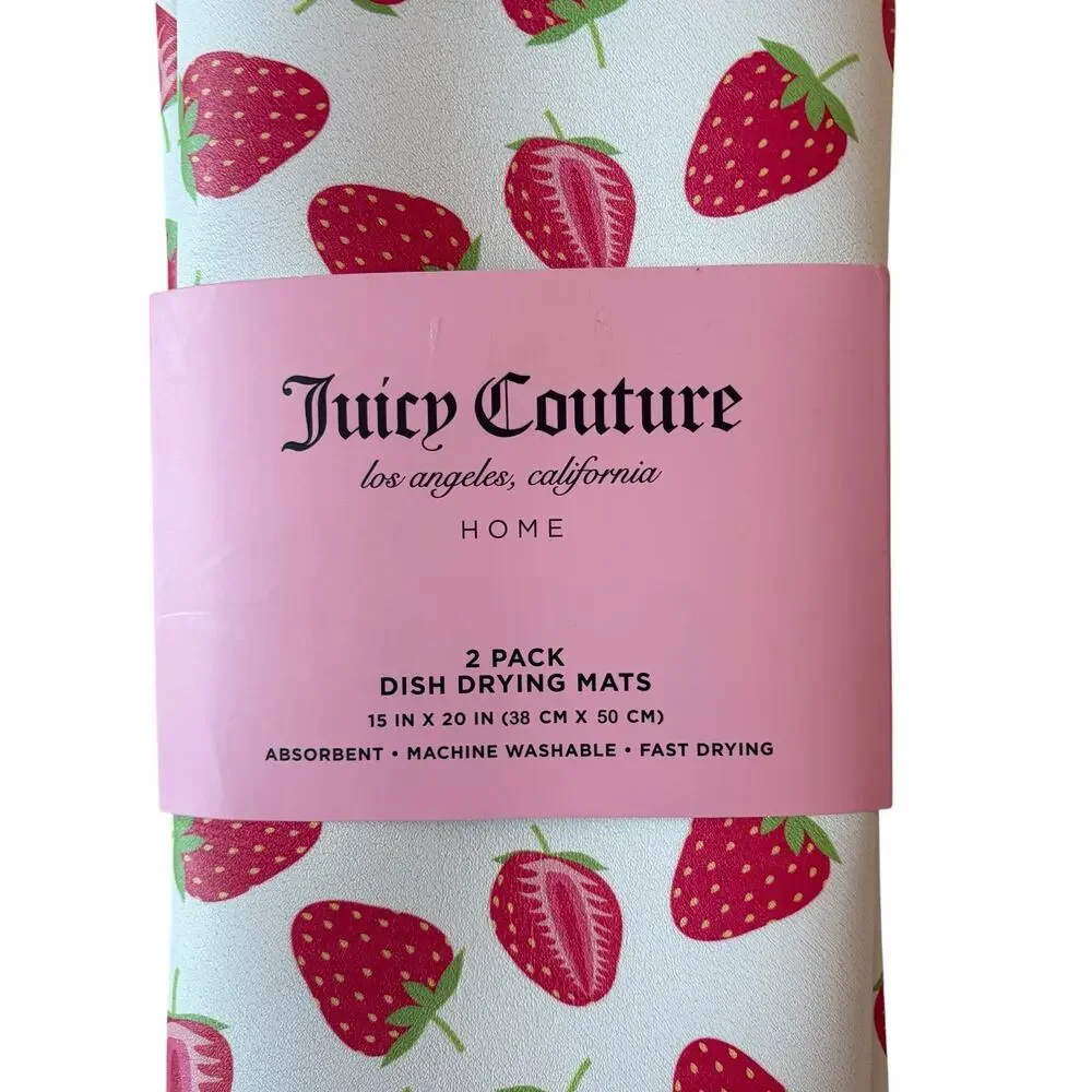 Juicy Couture Strawberry Dish Drying Mats 15x20 Set of 2 NEW